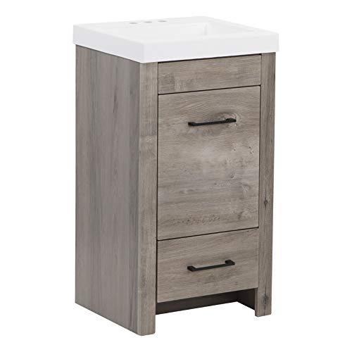 Spring Mill Cabinets Nixie Bathroom Vanity With Sink, 18.5 In. X 16.75 In, White Washed Oak #TOP5