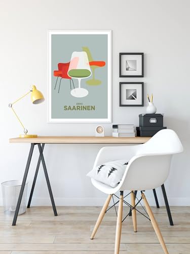 Eero Saarinen Chairs Poster Print, Tulip chair, Womb chair, Knoll