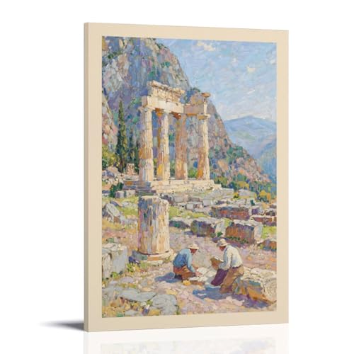 TSIDDKA Delphi, Griechenland, Apollo-Tempel, Geschichte, Öl, Wohnzimmer, Schlafzimmer, Dekoration, moderne ästhetische Wandkunst, Poster, Geschenk für Freunde, Rahmen-Stil, 20 x 30 cm