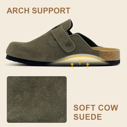 Image of Kids Suede Clogs Boys Girls Sandals Cork Footbed Toddler Slip-on Slippers Indoor Outdoor Cute Sandals Classic Adjustable Buckle