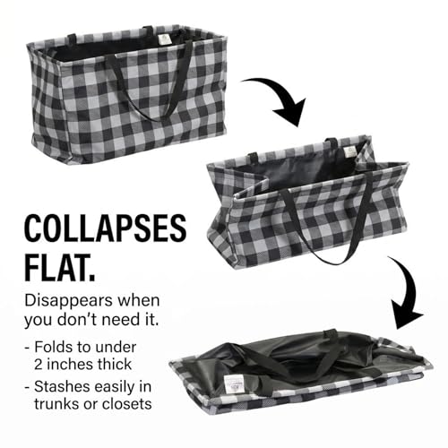 Household Essentials Black and White Plaid Krush Container All-Purpose Utility Tote by Household Essentials - Image 4