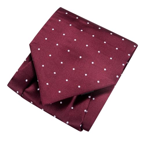 Image of Hi-Tie Silk Ascot for Men Self Tie Men's Cravat and Flower Lapel Pin Handkerchief Cufflinks Set for Wedding Party