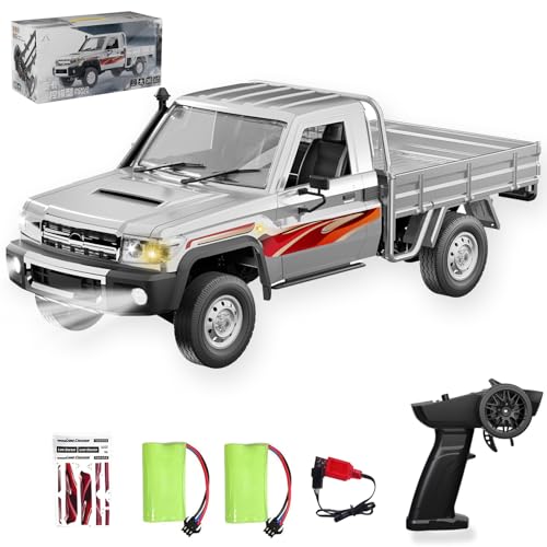 Hylukon 1:14 Scale RC Crawlers, 2.4GHz 15 km/h Remote Control Pickup Truck with LED Linkage Lights, Rechargeable Hobby RC Car Gift for Adults