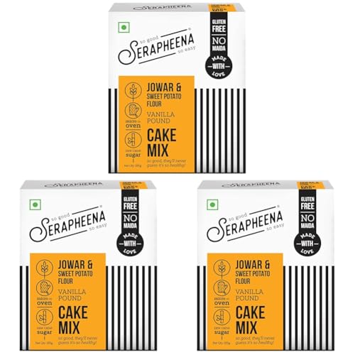 Image of Serapheena Vanilla Pound Cake Mix, 185g | Jowar and Sweet Potato Flour, Gluten Free, No Maida, Quick and Easy to make (Pack of 3)