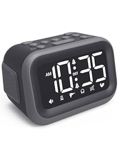 Acedeck Super Loud Alarm Clock: 115dB Dual Alarms and 6 Alarm Sounds for Heavy Sleepers - Adult Shift Workers in Bedroom or Daily Wake-Up Use - Gray