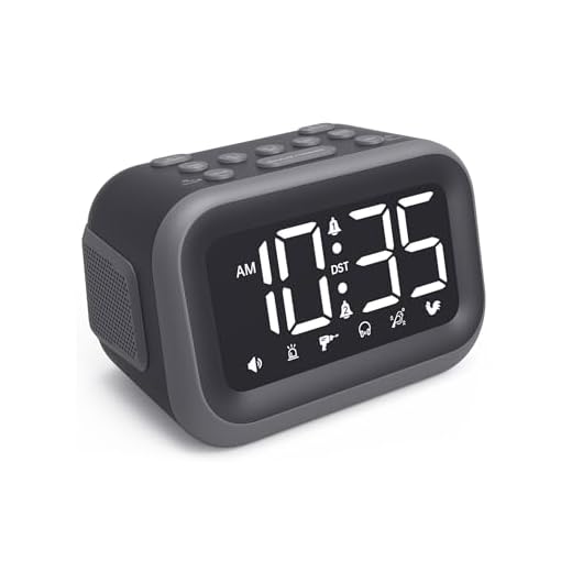 Super Loud Alarm Clock: 115dB Dual Alarms and 6 Alarm Sounds for Heavy Sleepers - Adult Shift Workers in Bedroom or Daily Wake-Up Use - Gray