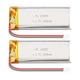 3,7 V 3000 mAh Batteria LiPo ricaricabile, batteria al litio-polimero 102050 con protezione PCM, connettore Micro-JST 1,25 mm a 2 pin per ESP32, Arduino, NodeMCU, drone RC (confezione da 2)