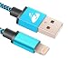 Lightning Cable 2m/6ft,iPhone Charger Nylon Braided Tangle-Free USB Charging Cord for iPhone 7/7 Plus/6S /6 Plus/6S/6/SE/5S/5C/5, iPad4, iPad Pro, iPad Air, iPad Mini by Rephoenix(blue-2m)