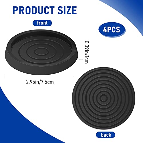 Kalione 4 Pack Non-Slip Furniture Pads, Black Furniture Coasters, Round Caster Cups, Rubber Feet For Furniture, Floor Protectors For Furniture Legs, Anti Slip Furniture Pads For Hardwood Floors,2.95In #TOP2