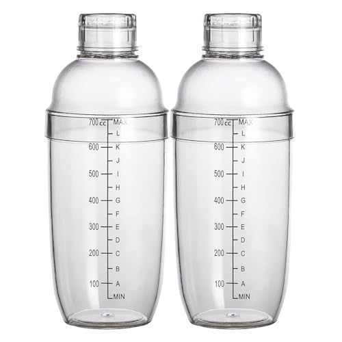 700cc / 24 oz Plastic Shaker Cocktail Drink Mixer Boba Tea Shaker,Professional Bar Tools Set (2)