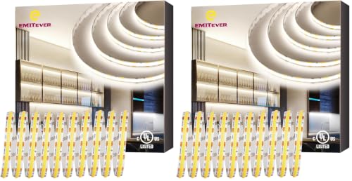 Image of EMITEVER COB LED Strip Lights Neutral White 4000K,UL 24V,32.8ft 4800LEDs (Pack of 2)