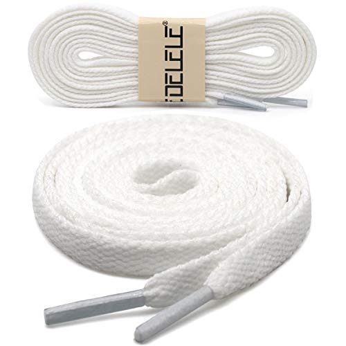 Delele 2 Pair 23.62"Flat Shoe Laces 5/16" Wide Shoelaces For Athletic Running Sneakers Shoes Boot Strings White #TOP2