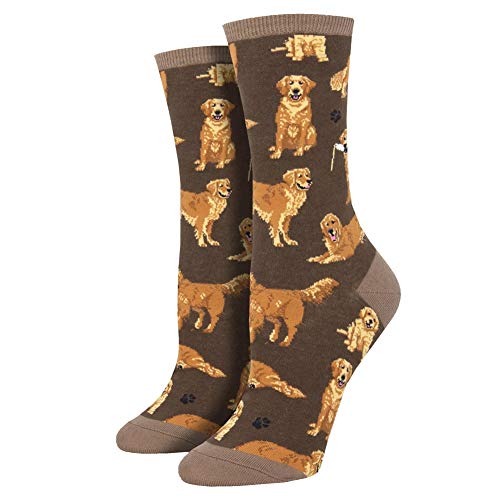 Socksmith Golden Retrievers Brown 9-11 (Womens Shoe Sizes 5-10.5)