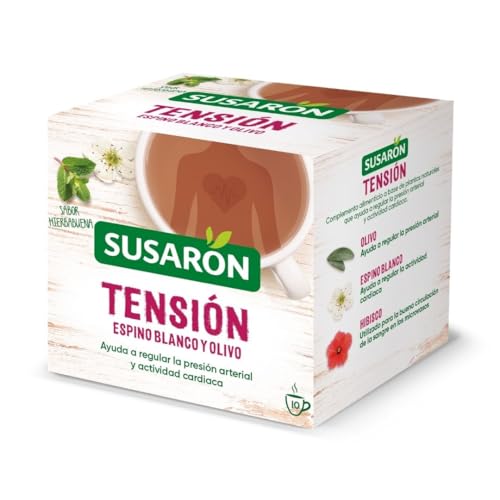 Susarón | Infusión Tensión Espino Blanco y Olivo | Sabor Hierbabuena | Caja 10 bolsitas