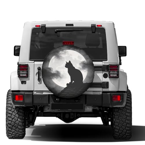 Image of Delerain Black Cat Spare Tire Covers for RV Trailer SUV Truck and Many Vehicle, Wheel Covers Sun Protector Waterproof, (14 Inch for Diameter 23 inch-27 inch)