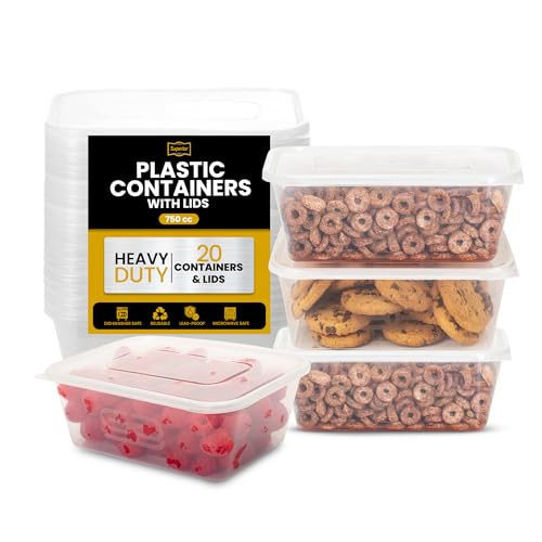 Image of Superior Takeaway Containers with Lids - 20 Pcs Durable 750ml Crack-Resistant Rectangular Food Containers with Lids -Microwave Safe Leak-Proof Takeaway Containers- Perfect for Meal Prep & Food Storage