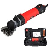 Vinteky Máquina Esquiladora de 690W Recortadora en Granja Trasquilador Eléctrica para Oveja Cabras, Máquina de Esquilar Eléctrica para Oveja Tijeras, 6 Velocidades Ajustables (Rojo)