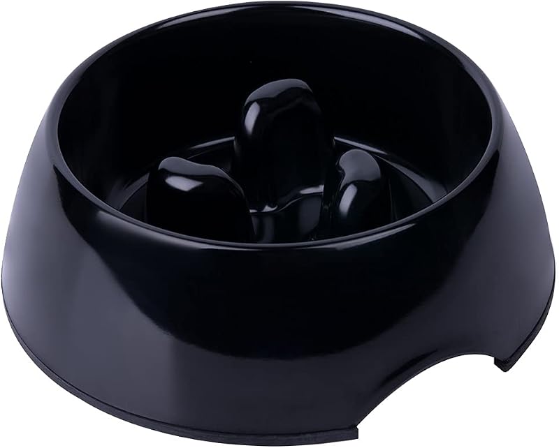 Comedouro Lento para Cães e Gatos Super Design de Melamina Preto, 1,5 xícara