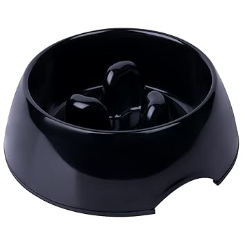 SuperDesign Three Columns Style Melamine Non-skid Slow Feed Bowl, For Dog and Cat, Small, Black