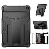 「Doo」Fire HD 10/Fire HD 10 Plusケース 2021年発売 第11世代用 カバー ススタンド内蔵 米軍MIL規格取得 三層保護 頑丈 落下衝撃保護 耐衝撃 傷防止 全面保護 防塵 軽量 超強バンパーケース 男女兼用 全10色-③ブラック