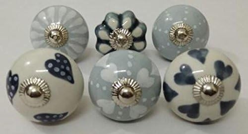 LIGHT GREY COLOR CERAMIC KNOBS DRAWER PULLS KID BEDROOM KNOBS CABINET KNOBS KITCHEN KNOBS PULLS (DESIGN 10)