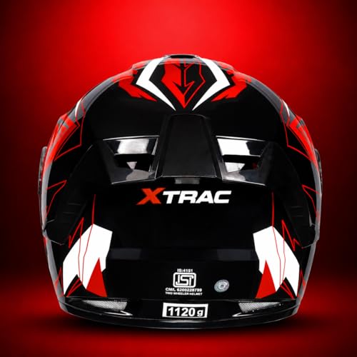 Image of Xtrac Arc Full Face Graphic Helmet for Men & Women, ISI Certified Motorcycle Helmet with Scratch Resistant Wide Visor, Lightweight Design & Quick Release Chin Strap for Bike Riding