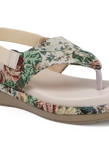 Image of SilverArrow womens Aloura Fashion Sandals|Floral Printed Platform Sandals|Casual Wear