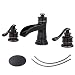 BWE Waterfall 8-16 Inch 3 Holes Two Handle Oil Rubbed Bronze Commercial Bathroom Sink Faucet Lavatory Widespread Pop Up Drain included