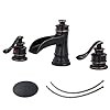 BWE 3 Hole Widespread Bathroom Faucet 8 Inch Oil Rubbed Bronze Farmhouse Waterfall Pop Up Drain Stopper Assembly with Overflow and Supply Line Lead-Free Two Handle Bath Lavatory Sink ORB Mixer Tap BWE 3 Hole Widespread Bathroom Faucet 8 Inch Oil Rubbed Bronze Farmhouse Waterfall Pop Up Drain Stopper Assembly with Overflow and Supply Line Lead-Free Two Handle Bath Lavatory Sink ORB Mixer Tap