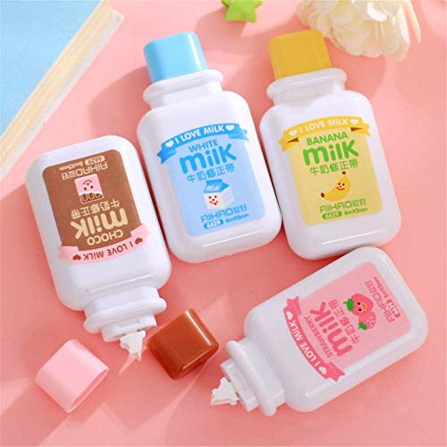 Lucky Fitness 4Pcs Cute Milk Bottle Style Correction Tape Office School Supplies (Random Color) #TOP2