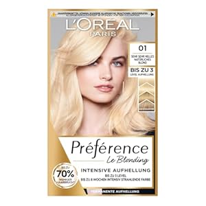 L’Oréal Paris Permanente Haarfarbe zum Blondieren der Haare, Haarfärbeset mit Coloration und Farbglanz-Pflegebalsam, Préférence Le Blonding, 01 Sehr helles natürliches Blond, Multipack