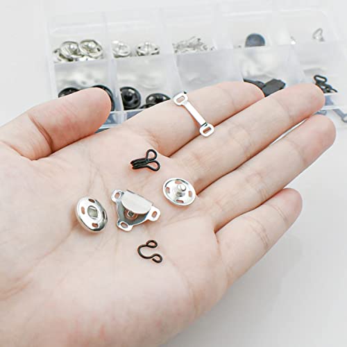 50 Pairs 3 Styles Sewing Fasteners Eyes Hooks For Skirt Trousers Dress Bra Clothing Hook Sewing Diy Craft Eye Closure Hook Sewing Snaps Clothing Fixing Tools Sets Metal Snaps Buttons Press Studs #TOP3