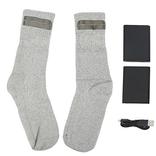 Sunisfa Electric Heated Cotton Socks, Rechargeable Heating Lasts 6 Hours, One Size fits All for Winter Skiing, Camping, Battery Powered Socks