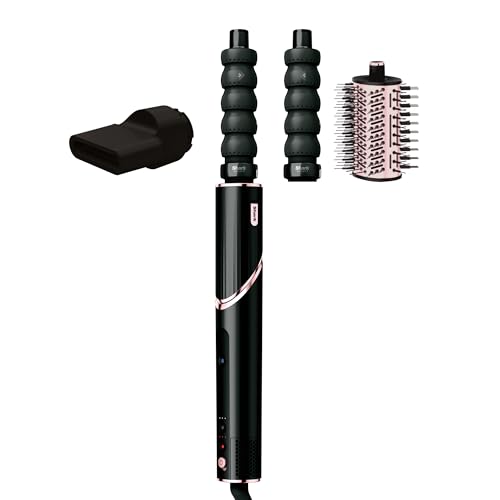 Shark FlexStyle Secador de pelo y moldeador, 3 en 1, rizadores automáticos, cepillo redondo, concentrador, sin daño por calor, en negro y rosa dorado, HD426EU