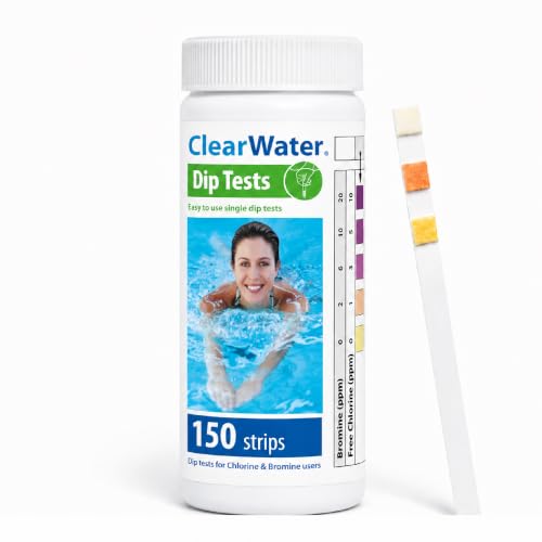 Clearwater Hot Tub Pool and Spa Test Strips x 150-4 in 1 - Measures Chlorine Bromine PH and Total Alkalinity