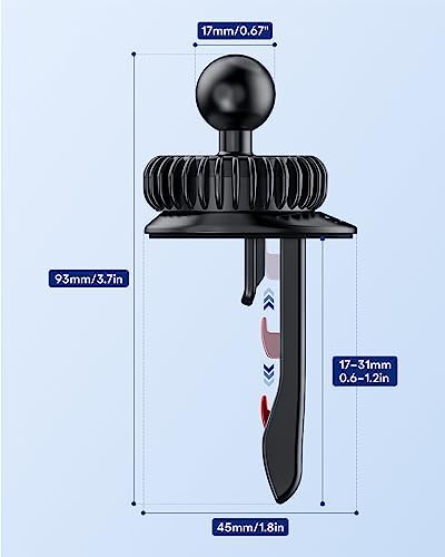 ZEEHOO Car Mount Vent Clip Replacement, Universal Air Vent Clip [0.67in(17 mm) Ball Joint] for Wireless Car Charger&Car Phone Holder, Vent Ball Mount for Garmin Nuvi Serie 3.5-7 Sat Nav
