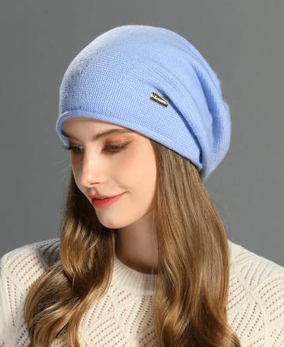 Image of jaxmonoy Cashmere Slouchy Knit Beanie Hat for Women Winter Soft Warm Ladies Wool Knitted Skull Beanies Cap