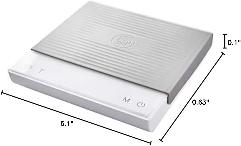 Hero Electronic Coffee Scale, with Countdown Timer, 3KG-5KG, Accuracy 0.1 g USB Rechargeable, Mirror Waterproof (White)