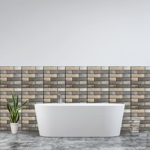 Zfseyuh 10 Piezas Paneles de Pared 3D Autoadhesivos de Pared Ladrillos,Papel Pintado 3D Ladrillo,30x30 cm DIY Pegatina de Pared Espuma 3D para Dormitorio,Cocina,Salón