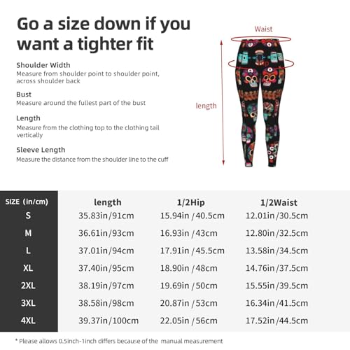 Leggings deportivos de mujer pantalones elásticos de entrenamiento calavera mexicana con bolsillos 5