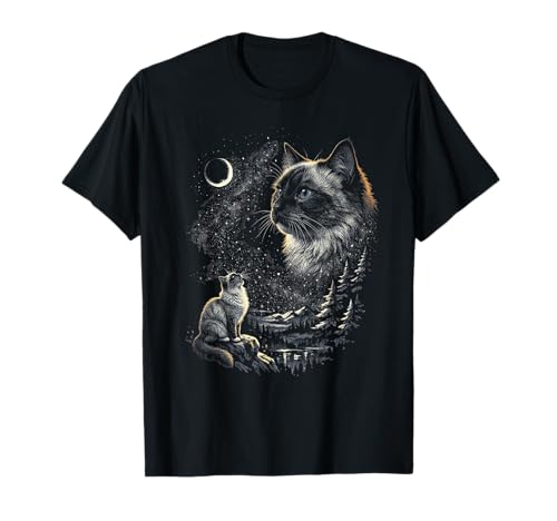 Ragdoll Cat Howling Moon Vintage 90s Funny Graphic T-Shirt