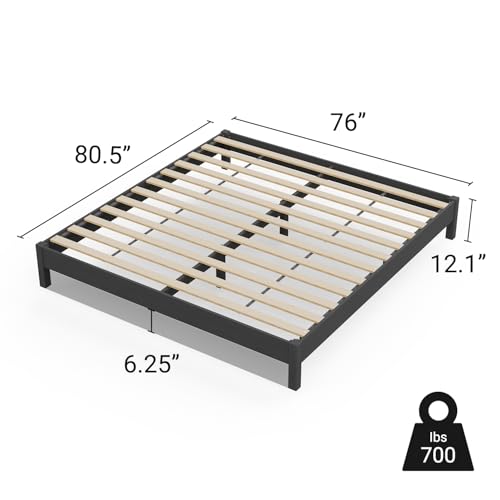 Image of LIFEMENT King Bed Frame Signature Wood Platform, Noise Free, Under Bed Storage, No Box Spring Needed, Easy Assembly, Black