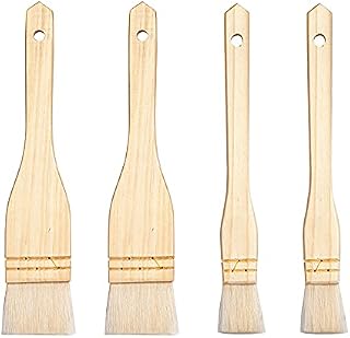 Homo Trends 4Pcs Pastry Brushes for Baking, Oil Brush for Cooking Natural Bristle Basting Brush Varnish Brush for Wood Kitchen Grilling Baking, BBQ