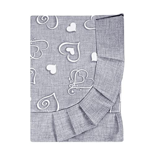 SaRani Tovaglia Tavola Copritavola Plastificata Cerata Loneta Antimacchia Cucina Sala Fantasia Cuore Balza 6 posti e 12 posti (6 posti, Grigio)