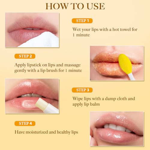 3pcs turmeric lemon lip scrub and turmeric lip balm with brush set lip scrubber exfoliator dark lips treatment for smokers natural exfoliator amp moisturizer cracked dull reduce fine lines lips