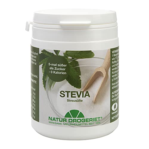 Natur Drogeriet - Steviapulver, Pulver, Süßungsmittel, Enthält keine Kalorien, Fünfmal so süß wie Zucker, 175 g. Vegan, Natürlich Cover