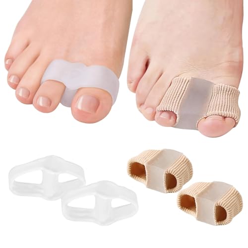 YSAOAKA 2 Pares Separadores de Dedos de los Pies, Corrector de Juanetes de Gel, Alisador de Dedos en Martillo con 2 Bucles, para Pies, Mujeres y Hombres