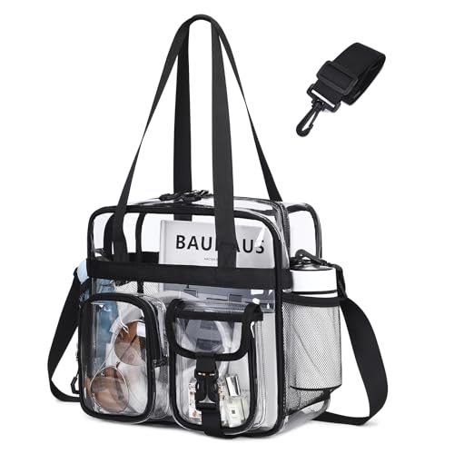 Image of Clear Tote Bag, Heavy Duty PVC 12x 12x6 in Clear Bag for Stadium Events for Women Men