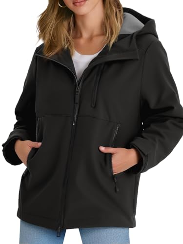 Yousify Women's Fleece Lined Waterproof Rain Jacket