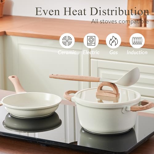 Image of USELUCK 22-Piece Ceramic Cookware Set, Nonstick Pots and Pans Set